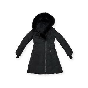 Authentic Mackage Kay F Black Down Parka Puffer Jacket Coat Size XS Trim Hood